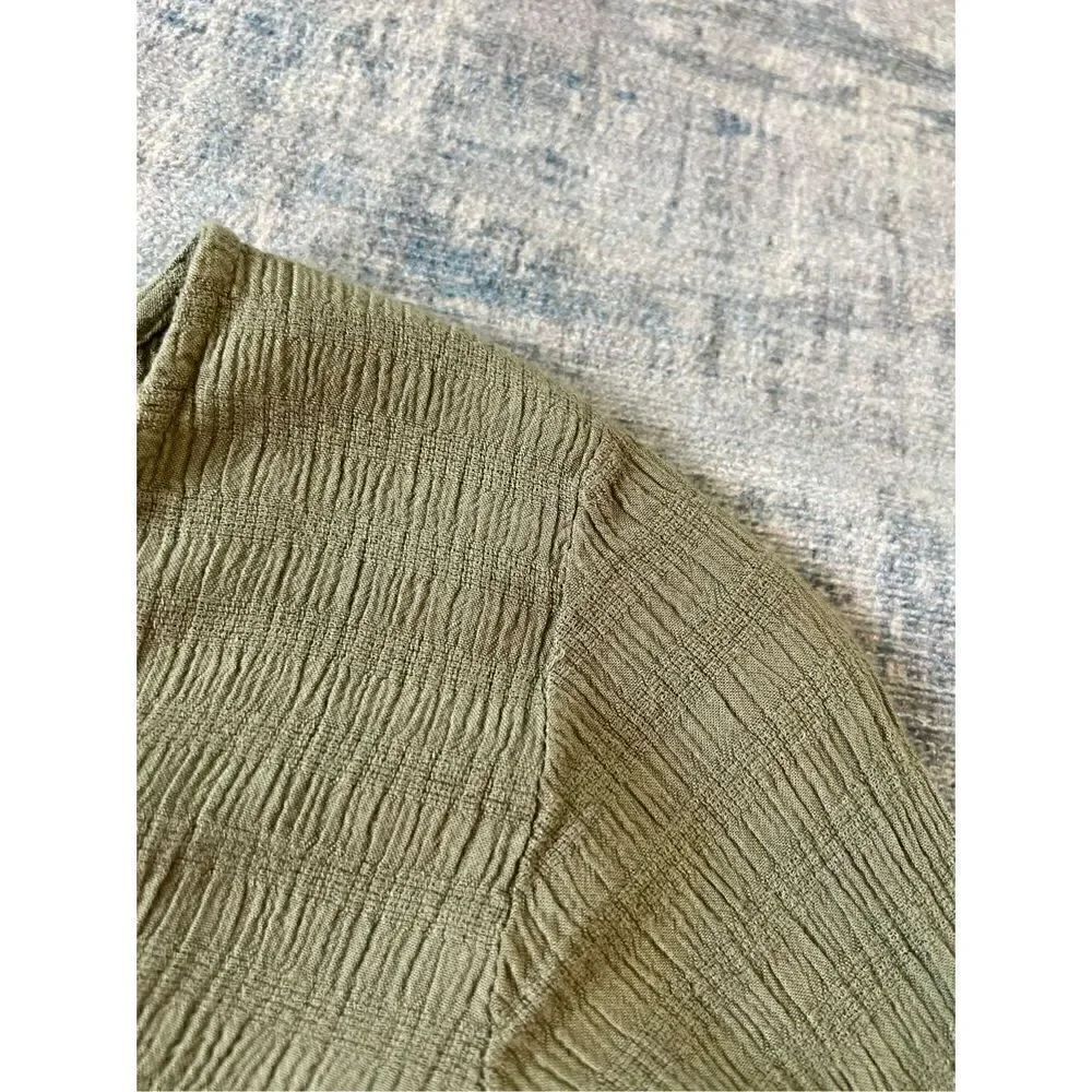 Sim & Sam Green Ruched Fabric Long Sleeve Boho Top Small - Picture 8 of 8